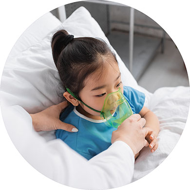 Girl with respirator